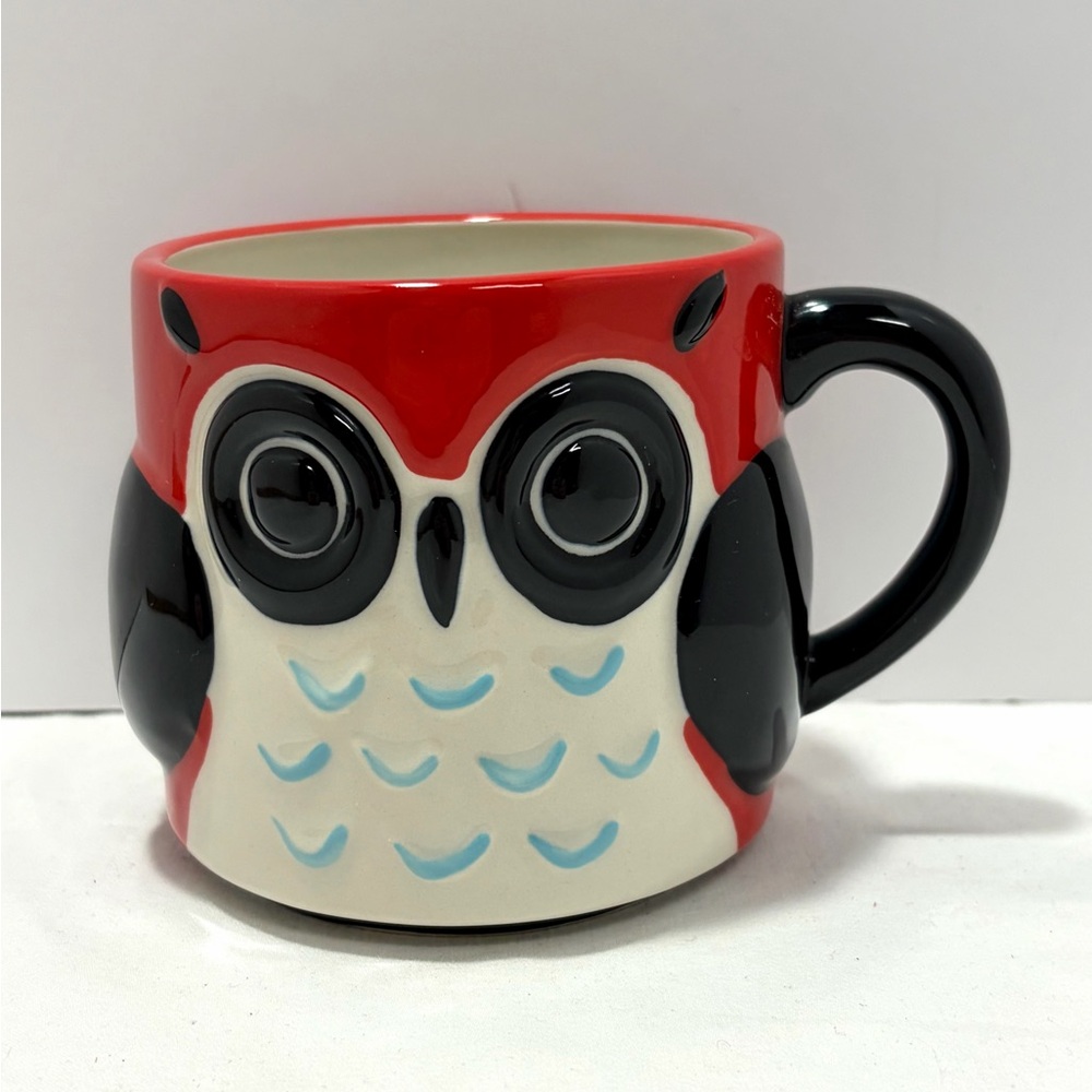 Indigo Red and Black Owl Mug